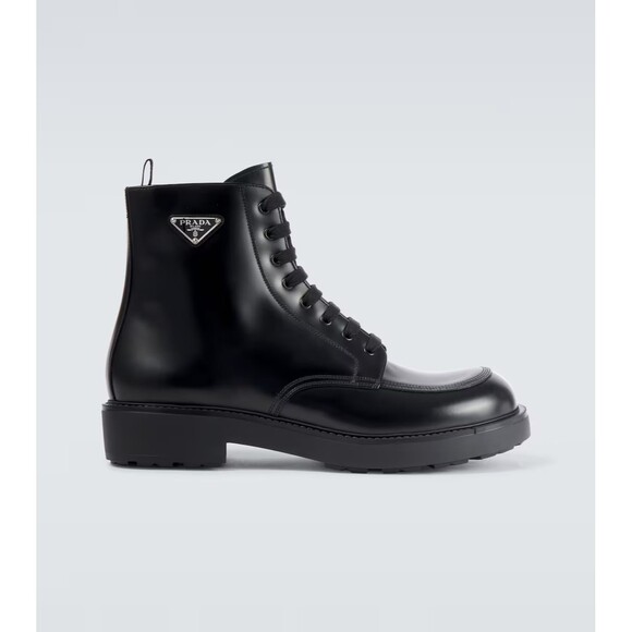 NEW MEN PRADA COMBAT BLACK LEATHER CHELSEA BOOTS US 9.5/UK8.5 main image 11
